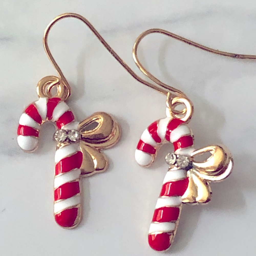 Candy Cane Christmas Winter Holiday Cute Fun New Hand Crafted Earrings